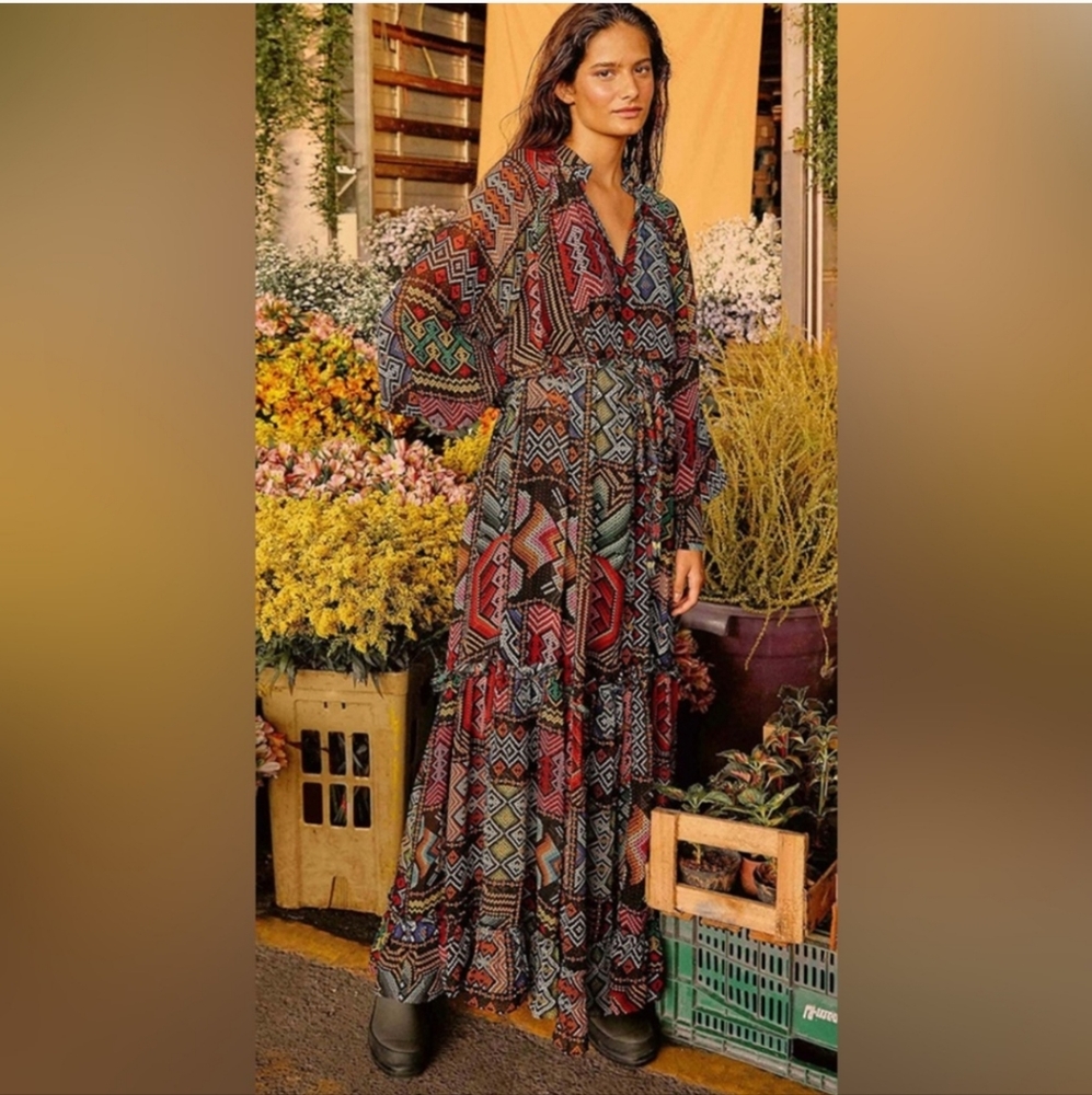 Farm Rio Rauti Tiered Maxi Dress
